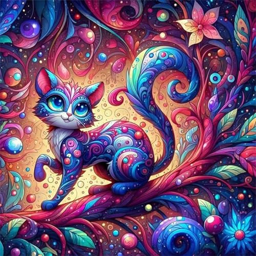 Puzzles 70 Teile, Puzzle Für Erwachsene, 16x16 cm Puzzle Lernspiel Herausforderung Spielzeug 70 Teile Bunte Landschaftskatze Puzzles für Erwachsene von Yoonqun
