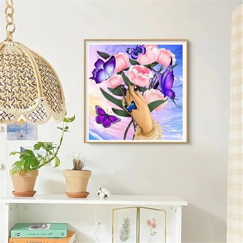 Puzzles 70 Teile, Puzzle Für Erwachsene, 16x16 cm Puzzle Lernspiel Herausforderung Spielzeug 70 Teile Schmetterlingsrosen Puzzles für Erwachsene von Yoonqun
