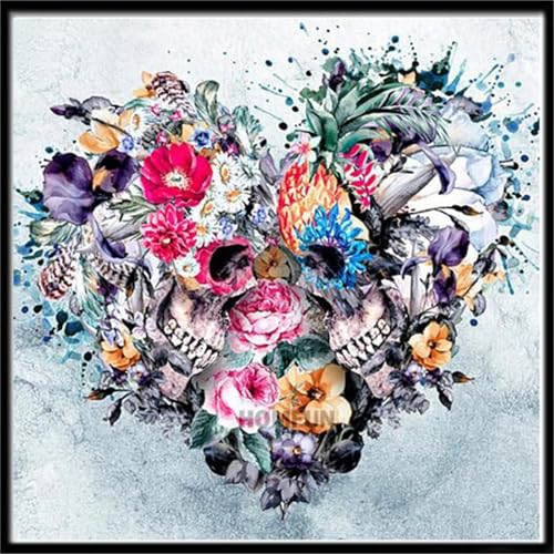 Puzzles 70 Teile, Puzzle Für Erwachsene, 16x16 cm Puzzle Lernspiel Herausforderung Spielzeug 70 Teile Totenkopfblumen Puzzles für Erwachsene von Yoonqun