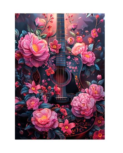 Puzzles 700 Teile, Puzzle Für Erwachsene,52x38 cm Puzzle Lernspiel Herausforderung Spielzeug 700 Blumengitarre Puzzles für Erwachsene von Yoonqun
