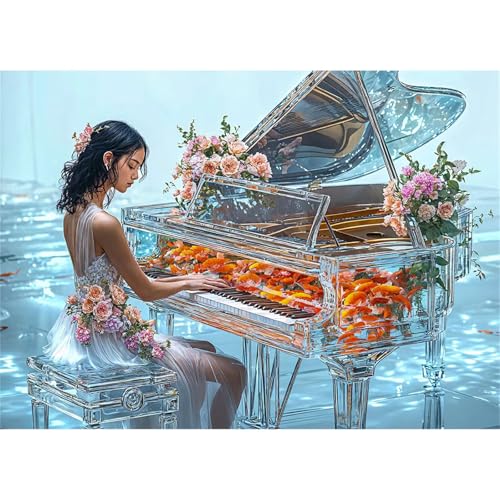 Puzzles 700 Teile, Puzzle Für Erwachsene,52x38 cm Puzzle Lernspiel Herausforderung Spielzeug 700 Blumenklaviermädchen Puzzles für Erwachsene von Yoonqun