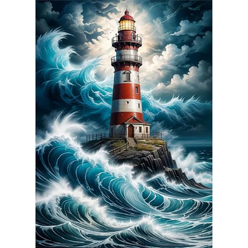 Puzzles 700 Teile, Puzzle Für Erwachsene,52x38 cm Puzzle Lernspiel Herausforderung Spielzeug 700 Leuchtturmwellen Puzzles für Erwachsene von Yoonqun