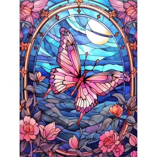 Puzzles 700 Teile, Rosa Schmetterling aus Glas Puzzle für Erwachsene,52x38cm Puzzle Lernspiel Herausforderung Spielzeug 700 Teile Puzzles für Erwachsene Kinder von Yoonqun