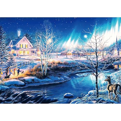 Puzzles 700 Teile, Schneenacht Aurora Puzzle für Erwachsene,55x42cm Puzzle Lernspiel Herausforderung Spielzeug 700 Teile Puzzles für Erwachsene Kinder von Yoonqun