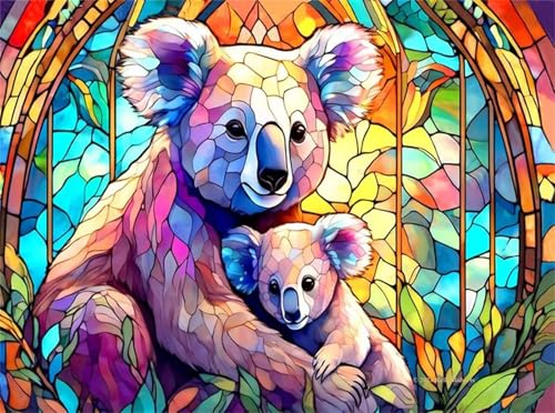 Puzzles 90 Teile, Puzzle Für Erwachsene,25x20 cm Puzzle Lernspiel Herausforderung Spielzeug 90 Glas-Koala-Familie Puzzles für Erwachsene von Yoonqun
