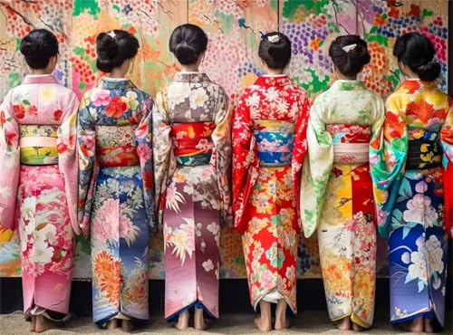 Puzzles 90 Teile, Puzzle Für Erwachsene,25x20 cm Puzzle Lernspiel Herausforderung Spielzeug 90 Japanische Kimono-Frau Puzzles für Erwachsene von Yoonqun