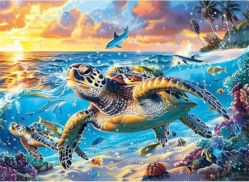 Puzzles 90 Teile, Puzzle Für Erwachsene,25x20 cm Puzzle Lernspiel Herausforderung Spielzeug 90 Meeresschildkröten Puzzles für Erwachsene von Yoonqun