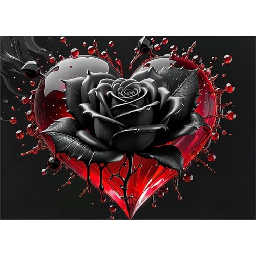 Puzzles 90 Teile, Puzzle Für Erwachsene,25x20 cm Puzzle Lernspiel Herausforderung Spielzeug 90 Schwarzes Rosenherz Puzzles für Erwachsene von Yoonqun