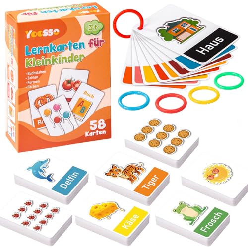 Buchstaben Lernen, Lernspiele ab 3 Jahren Schreiben Lernen Vorschule Spiel ABC Zahlen Karten Doppelseitig für Kindergarten von Yoosso