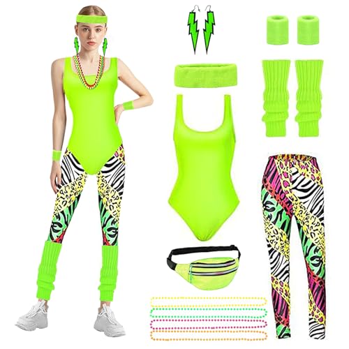 80er 90er Jahre Outfit Damen,Mottoparty 80s 90s Karneval Kostüm Damen Accessoires,Workout Aerobic Outfit 80er Damen Kleidung,Retro Neon Party Outfit Damen Set,Kostüm Fasching Damen für Karneval Grün 80er 90er Jahre Outfit Damen,Mottoparty 80s 90s Karneval Kostüm Damen Accessoires,Workout Aerobic Outfit 80er Damen Kleidung,Retro Neon Party Outfit Damen Set,Kostüm Fasching Damen für Karneval Grün von Yootiko