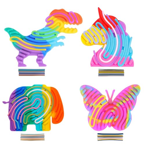 Rainbow 4-teiliges Push-Peel-Sensory-Board mit 44 Silikonstäbchen – Schmetterling, Dinosaurier, Elefant & Einhorn Motive – Beruhigendes Fidget-Spielzeug für Autismus, ADHS, Stressabbau, Kinder & Erwac Rainbow 4-teiliges Push-Peel-Sensory-Board mit 44 Silikonstäbchen – Schmetterling, Dinosaurier, Elefant & Einhorn Motive – Beruhigendes Fidget-Spielzeug für Autismus, ADHS, Stressabbau, Kinder & Erwac von Yootiko