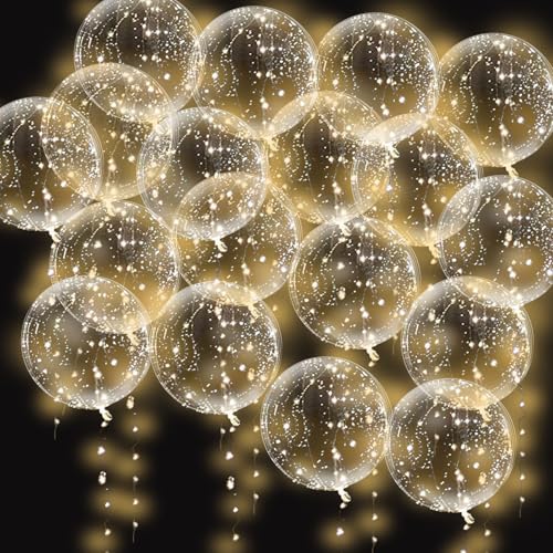 Yootiko 18 Pcs Led Ballons,Leuchtende Led Luftballons,Bobo Helium Leuchtballons mit Lichter,20 Zoll Led Transparent Ballonlichter Party Deko Ballon für Valentinstag, Hochzeit,Geburtstag,Weihnachten von Yootiko