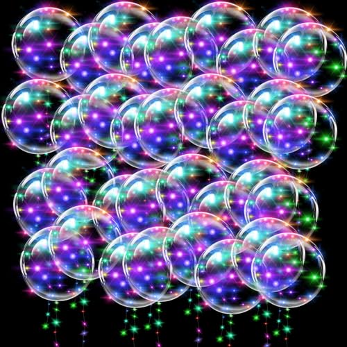 Yootiko 18 Stück Transparente LED Luftballons 18 Zoll mit Lichterkette - Kristallklar, Heliumtauglich für Geburtstag, Hochzeit, Valentinstag, Party Deko (Buntes Licht) von Yootiko