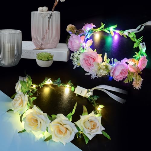 Yootiko 2pcs Led Blumenkranz Haare Leuchtend,Led Festival Haarschmuck Haarreif,Hair Glow Neon Party Accessoires,Kopfschmuck Stirnband Mit Licht für Damen Kinder Weihnachten Halloween Karneval Hochzeit Yootiko 2pcs Led Blumenkranz Haare Leuchtend,Led Festival Haarschmuck Haarreif,Hair Glow Neon Party Accessoires,Kopfschmuck Stirnband Mit Licht für Damen Kinder Weihnachten Halloween Karneval Hochzeit von Yootiko