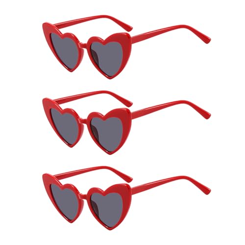 Yootiko 3 Paar Herz Sonnenbrille Damen Jga Partybrillen Set Vintage Hippie Lustige Herzform Brille Team Braut Herzbrillen Für Geburtstagsfeier, Hochzeit,Halloween, Weihnachten Rot Yootiko 3 Paar Herz Sonnenbrille Damen Jga Partybrillen Set Vintage Hippie Lustige Herzform Brille Team Braut Herzbrillen Für Geburtstagsfeier, Hochzeit,Halloween, Weihnachten Rot von Yootiko