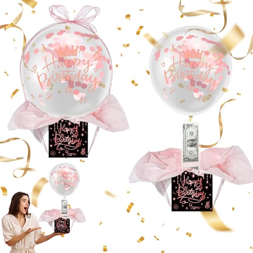 Yootiko Geldgeschenke Geburtstag üBerraschungsbox Luftballons,Geld Ballon Box mit Ballon Band Ballon Halter Pull Money Balloon Box Herausziehbare Geschenke für Freundin Ehefrau von Yootiko