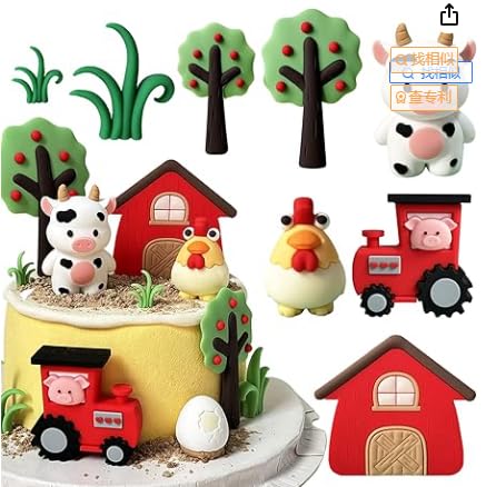 Bauernhof Geburtstag Deko Traktor Bauernhof Tortendeko Tier Kuchen Dekoration 6 Stück Cake Topper Tierfiguren Spielzeug Kindergeburtstag Kuh Schwein Huhn Torte Dpielzeug Tortenaufleger von Yooyan