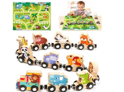 Yooyan 12 Stucks Montessori Spielzeug, Magnetisches Tier Holzzug Holzspielzeug mit Ziffern, Holzspielzeug Baby Motorikspielzeug Kinderspielzeug, Tier Digitaler Zug, für Pädagogisches Lernspielzeug Yooyan 12 Stucks Montessori Spielzeug, Magnetisches Tier Holzzug Holzspielzeug mit Ziffern, Holzspielzeug Baby Motorikspielzeug Kinderspielzeug, Tier Digitaler Zug, für Pädagogisches Lernspielzeug von Yooyan