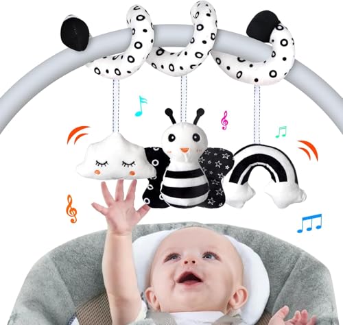 Yooyan Kinderwagen Spielzeug, Neugeborenes Spielzeug, Baby Spirale hängende Kinderwagen & Autositz Spielzeug für Babys 0-6 Monate, Geschenk für 0 3 6 9 12 Monate Mädchen Jungen Babys (A) von Yooyan