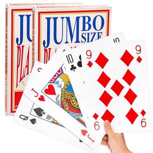 Yopay 2 Pack Jumbo Spielkarten, 20 x 28cm/8 X 11 Zoll übergroßes Poker Deck mit großen Decken, riesiges Poker Spiel Thema, magischer Partyspaß für Schule, Klassenzimmer, Senioren, alle Altersgruppen Yopay 2 Pack Jumbo Spielkarten, 20 x 28cm/8 X 11 Zoll übergroßes Poker Deck mit großen Decken, riesiges Poker Spiel Thema, magischer Partyspaß für Schule, Klassenzimmer, Senioren, alle Altersgruppen von Yopay