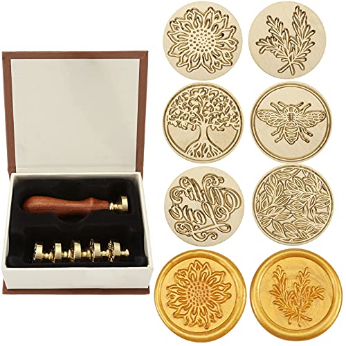 Yoption Botanisches Wachssiegel-Stempel-Set, Vintage-Blumensiegel-Stempel-Set, Holzgriff mit Messingkopf für Hochzeit, Weihnachten, Einladung, Geschenkkarten, 6 Stück Yoption Botanisches Wachssiegel-Stempel-Set, Vintage-Blumensiegel-Stempel-Set, Holzgriff mit Messingkopf für Hochzeit, Weihnachten, Einladung, Geschenkkarten, 6 Stück von Yoption