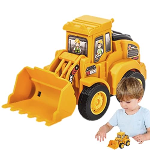 Yorajuy Kleines LKW-Autospielzeug,Roller-Bulldozer-Fahrzeuge - Wiederverwendbarer BAU-Power-Hauller-Bagger, tragbare Straßenwalze und Bohrer-Auto-Pfahlantrieb für Kinder von Yorajuy