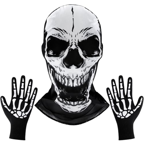 Erwachsene weiße Totenkopfmaske und Skelett-Handschuhe, Kostümzubehör für Halloween-Maskerade-Mottopartys, Totenkopf-A, L Erwachsene weiße Totenkopfmaske und Skelett-Handschuhe, Kostümzubehör für Halloween-Maskerade-Mottopartys, Totenkopf-A, L von Yoroka