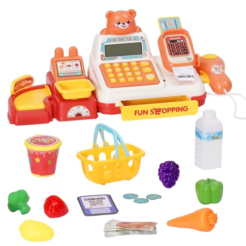 Spielkasse Kinder, Mini Kinderkasse mit Einkaufskorb, Kasse Spielzeug 25 Stück, Kaufladen Zubehör Rollenspiel für Kinder Spielkasse Kinder, Mini Kinderkasse mit Einkaufskorb, Kasse Spielzeug 25 Stück, Kaufladen Zubehör Rollenspiel für Kinder von Yosamy