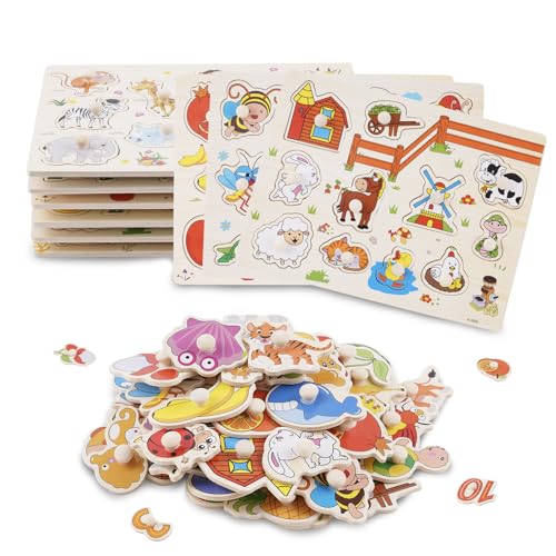 Yosamy Holzpuzzle für Kleinkinder, 6 Teiliges Montessori Kleinkind Puzzle Set, Puzzle mit Handgriffen, Pädagogisches Lernspielzeug, Puzzle Kleine Kinder Holz Yosamy Holzpuzzle für Kleinkinder, 6 Teiliges Montessori Kleinkind Puzzle Set, Puzzle mit Handgriffen, Pädagogisches Lernspielzeug, Puzzle Kleine Kinder Holz von Yosamy