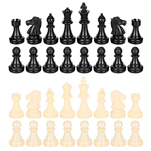 Schachfiguren Holz Hochwertig, Schachspiel, Nur 32 Stück Schachfiguren Set, Schachfiguren Schachspielersatz, Standard Turnierschachfiguren, Schwarz Weiß, Mittel 64mm Schachfiguren Holz Hochwertig, Schachspiel, Nur 32 Stück Schachfiguren Set, Schachfiguren Schachspielersatz, Standard Turnierschachfiguren, Schwarz Weiß, Mittel 64mm von Yosoo Health Gear