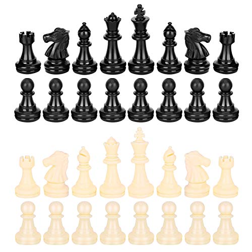 Yosoo Health Gear Schachfiguren Holz Hochwertig, Schachspiel, Nur 32 Stück Schachfiguren Set, Schachfiguren Schachspielersatz, Standard Turnierschachfiguren, Schwarz Weiß, Mittel 64mm von Yosoo Health Gear
