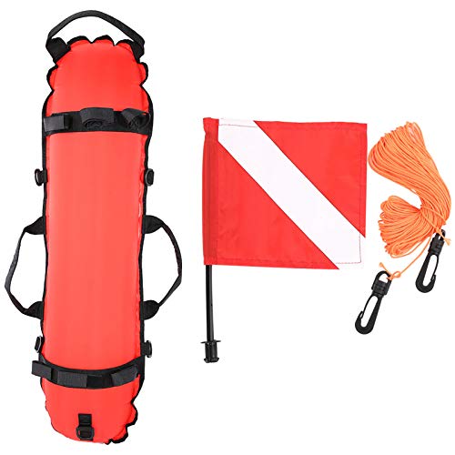 Tauchsignalkugelflagge, Aufblasbare Torpedo -Speerfischboje mit 20 M PE -Seil Zum Tauchen, Freitauchen, Schnorcheln, Schwimmen von Yosoo Health Gear