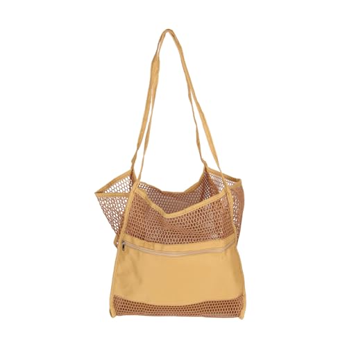 Yosoo Health Gear Mesh Beach Bag, 35x55x17cm, Frauen Oxford -Stoff Schulterhandtasche, Pool -Reise -Tasche für Strandurlaubsgrundausfälle (Khaki) von Yosoo Health Gear