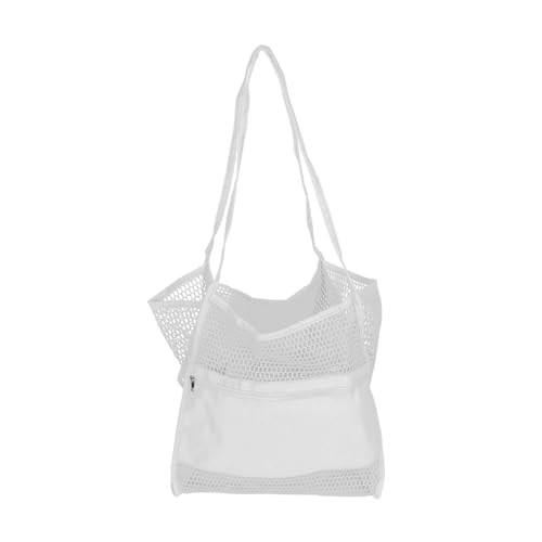 Yosoo Health Gear Mesh Beach Bag, 35x55x17cm, Frauen Oxford -Stoff Schulterhandtasche, Pool -Reise -Tasche für Strandurlaubsgrundausfälle (White) von Yosoo Health Gear