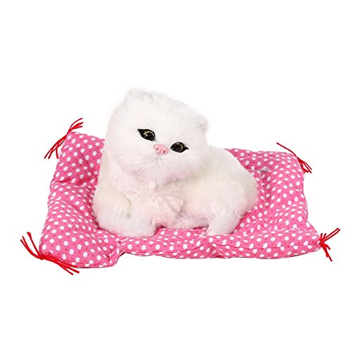 Jouet Chat Peluche Simulation Chaton Cute Jouets Avec Son Décoration Maison Bureau Enfant Anniversaire 17 * 14cm (Color : Blanc) von Yosoo