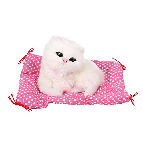 Jouet Chat Peluche Simulation Chaton Cute Jouets Avec Son Décoration Maison Bureau Cadeau Enfant Anniversaire 17*14cm ( Color : Blanc ) von Yosoo