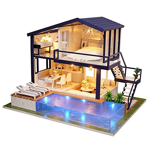 DIY Miniature Dollhouse Kit, Green House med möbler Och LED, Dollhouse Kit i trä, Bästa dekorativa prydnad för barn (utan dammskydd) von Cafopgrill