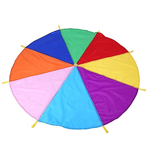 Yosoo Regenbogen Regenschirm Fallschirm Spielzeug für Kinder Mehrfarben Spielzeug Zelt mit 8 Griffen Schulkinder Kinder im Freien Arbeitsspiel Übungsspiel 2 Meter von Yosoo
