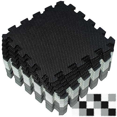Yostrong® Puzzlematte Baby für Krabbelmatte Spielmatte Sportmatte Bodenschutzmatte - 18 Puzzle Matten Kinder Eva Schaumstoffmatte Schadstofffrei. Weiß, Schwarz, Grau. YOC-ADLb18N von Yostrong