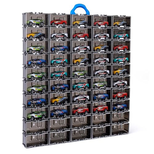 Yosuny Mini Auto Organizer für Hot Wheels Display Box - 1/64 Scale, Matchbox, Portable Sammlungen (50 Stück Grau-Transluzent) von Yosuny
