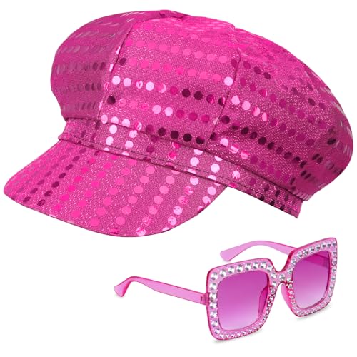 Yotako Abba Hut Rose Abba Zubehör Damen mit Pailletten Hut Bling Sonnenbrille Disco Kostüm Set Abba Verkleidung Kostüm Zubehör für Frauen Themenparty Geburtstag Tanz, 2 Stück Yotako Abba Hut Rose Abba Zubehör Damen mit Pailletten Hut Bling Sonnenbrille Disco Kostüm Set Abba Verkleidung Kostüm Zubehör für Frauen Themenparty Geburtstag Tanz, 2 Stück von Yotako
