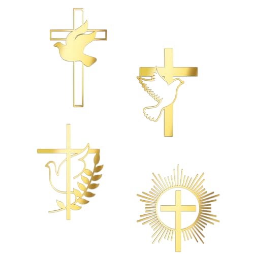 Yotlein 4 Stück Tortend-eko Kommunion, Taufe Tort-endeko, Cake Topper Taufe Kreuz, Konfirmation Tortend-eko Kreuz, mit Goldenem Tauben-Kre-uz-Kuchenaufsatz für Tau-fe, für Communion Hochzeit Abitur Yotlein 4 Stück Tortend-eko Kommunion, Taufe Tort-endeko, Cake Topper Taufe Kreuz, Konfirmation Tortend-eko Kreuz, mit Goldenem Tauben-Kre-uz-Kuchenaufsatz für Tau-fe, für Communion Hochzeit Abitur von Yotlein