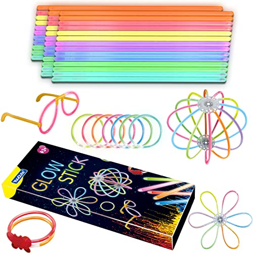 YouCute 45 Stück Knicklichter Party Set Neon Party Deko Mitgebsel Zubehör Gadgets Leuchtstäbe Spiele Kinder von YouCute