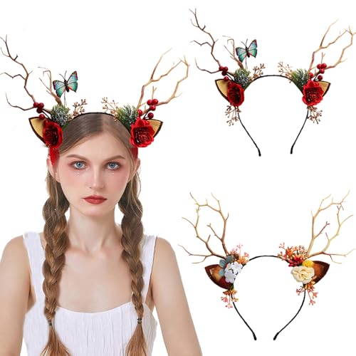 YouXiaor Rentier Haarreifen, 2PCS Geweih Haarreif Hirsch Reh Haarreif mit Ohren Weihnachtshaarreif Weihnachts Haarschmuck Perfekte Accessoire für Erwachsene Kinder Weihnachten Karneval Fasching YouXiaor Rentier Haarreifen, 2PCS Geweih Haarreif Hirsch Reh Haarreif mit Ohren Weihnachtshaarreif Weihnachts Haarschmuck Perfekte Accessoire für Erwachsene Kinder Weihnachten Karneval Fasching von YouXiaor