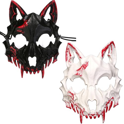 YouXiaor 2PCS Halloween Masken,Totenkopfmaske,Tier Skelett Masken Halloween,Halloween Wolf Maske,Werwolf Knochen Halbmaske,Scary Horror Devil Wolf Werwolf Maske für Karneval Fasching Kostüm Skelett YouXiaor 2PCS Halloween Masken,Totenkopfmaske,Tier Skelett Masken Halloween,Halloween Wolf Maske,Werwolf Knochen Halbmaske,Scary Horror Devil Wolf Werwolf Maske für Karneval Fasching Kostüm Skelett von YouXiaor