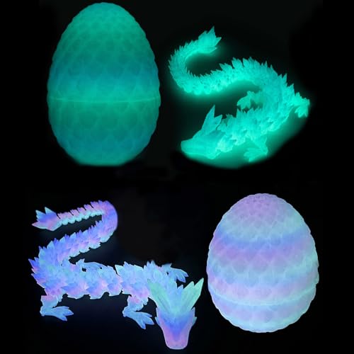 YouXiaor Drachenei, 2PCS Leuchtend 3D Gedrucktes Drachenei Geheimnisvolle Drachen Spielzeug Realistische Realistische Beweglicher Drachen Figuren Überraschung Easter Dracheneier Wohnkultur für Kinder von YouXiaor