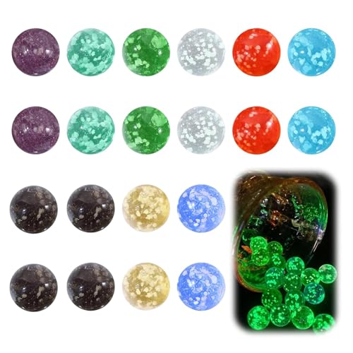 YouXiaor Leuchtende Glasmurmeln, 20PCS Glas Murmeln Kinder Murmelspiel Glasmurmeln im Dunkeln Leuchten Bunte Murmeln für Spielmaschine Pflanzendeko Murmelbahn Kugelbahnen(18mm) von YouXiaor