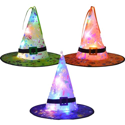 YouYuer 3PCS LED Halloween Hexenhut für Kinder Zaubererhüte Wicked Witch Hat Hexenkostüm Karnevalskostüm Kostümzubehör Cosplay Mütze Halloween Partyhut Hexenhut für Kinder Mädchen Jungen Erwach (C) YouYuer 3PCS LED Halloween Hexenhut für Kinder Zaubererhüte Wicked Witch Hat Hexenkostüm Karnevalskostüm Kostümzubehör Cosplay Mütze Halloween Partyhut Hexenhut für Kinder Mädchen Jungen Erwach (C) von YouYuer
