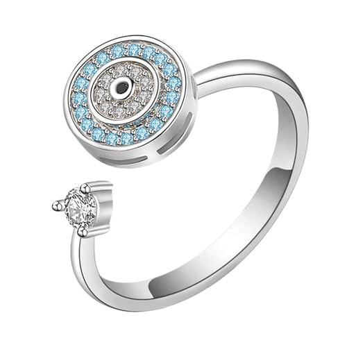 Böser Augenring | Rund Böser Augenstrass Modespinner Zappel Schmuck | Runde Silberne Offene Ringe | Stilvolle Verstellbare Ringe, Glücklicher Amulett -Charme Für Teenager, Erwachsene, Geschenke Böser Augenring | Rund Böser Augenstrass Modespinner Zappel Schmuck | Runde Silberne Offene Ringe | Stilvolle Verstellbare Ringe, Glücklicher Amulett -Charme Für Teenager, Erwachsene, Geschenke von Youding