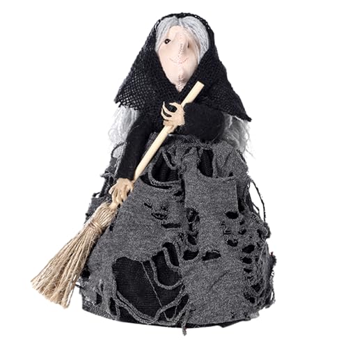 Halloween Hexenpuppe - Halloween Decoration Requisiten | Hexenbesen -Zauberer Scary Decoration | Handgefertigte Halloweens -Puppe Für Geisterparty, Wohndekorationen, Familie, Freunde, Kollegen von Youding